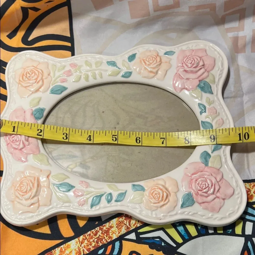 Floral Ceramic Picture Frame - White, Peach and Pink - 5x7